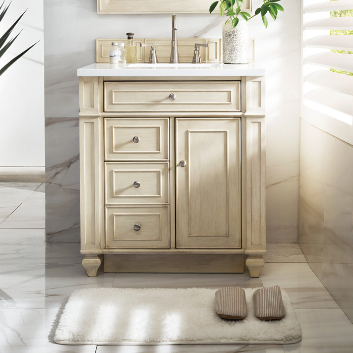 James Martin Furniture Bristol 30" Single White Washed Walnut Bathroom Vanity Set & Reviews